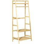 Suporte para Cabides de Bambu Cabideiro com Prateleira de 3 Níveis com Barra e Cabide Lateral para Roupas Bolsas 70x42x164cm Madeira — foto 1