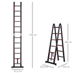Escada telescópica multifuncional de alumínio de 3,8M 2 formas Estrutura de escalada portátil interna Externa Doméstica, preta — foto 3