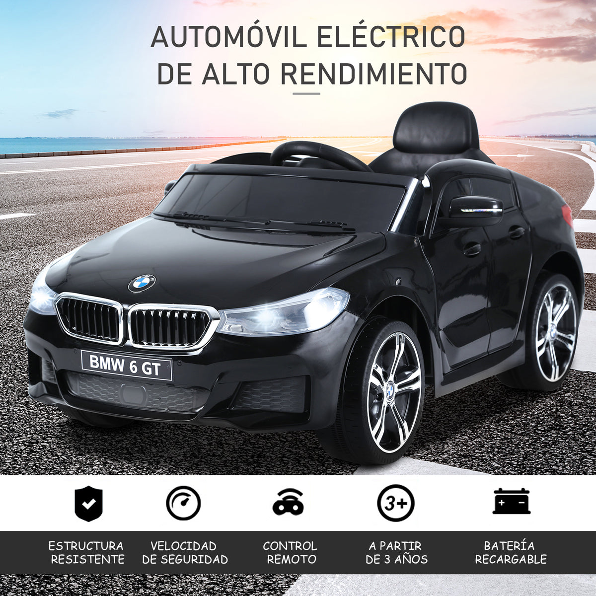 Carro elétrico para criança BWM 6GT a partir de 3 anos de idade com controle remoto Carga 30 kg 106x64x51cm — foto 4