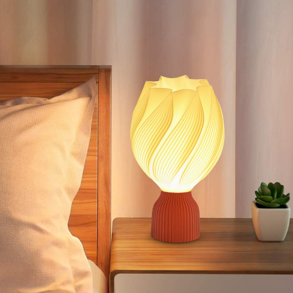 Candeeiro de Mesa de Cabeceira com Ecrã de Impressão 3D Candeeiro de Mesa com Desenho de Pétalas com Luz Quente para Quarto Sala de Estar Ø16,5x28 cm Branco — foto 6