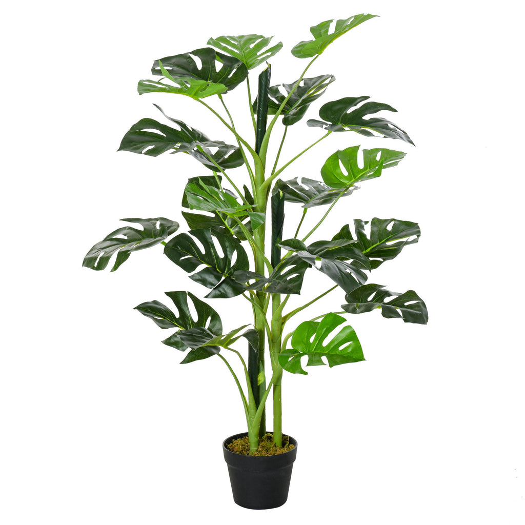 Monstera Planta Artificial com Vaso Árvore Tropical Sintética com 21 Folhas Ø16x100 cm Verde — foto 1