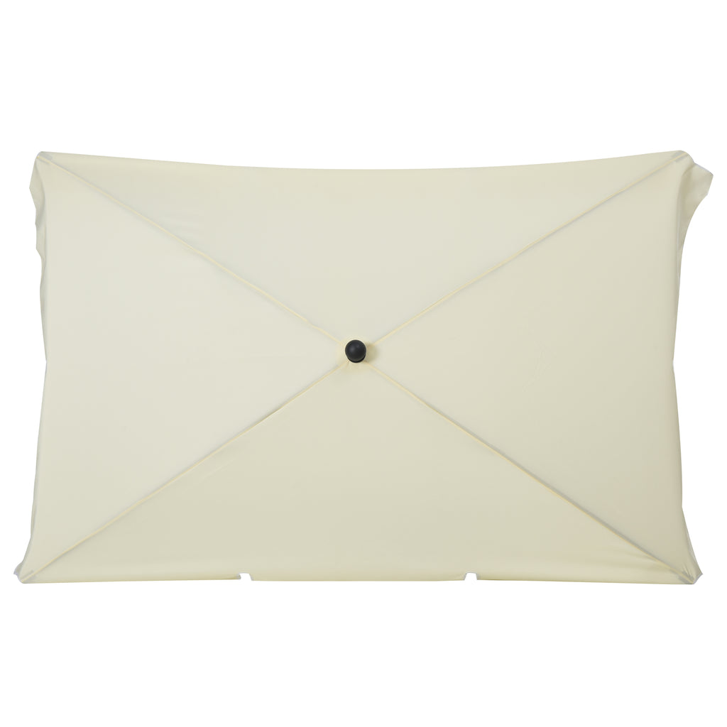 Chapéu de Sol Retangular de Jardim 198x130x240cm Chapéu de Sol de Alumínio com Função de Inclinação para Terraço Pátio Exterior Creme — foto 8