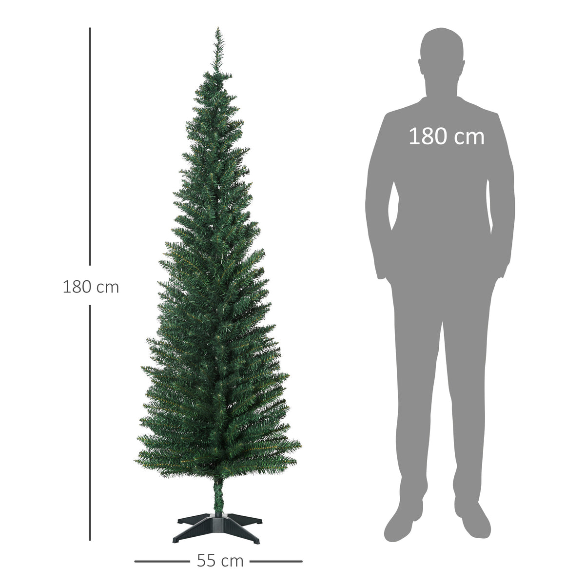 Árvore de Natal Artificial 180cm Ignífugo com 390 Pontas de Ramo PVC e Suporte de Plástico Decoração de Natal para Interiores Fácil de Montar Verde — foto 3