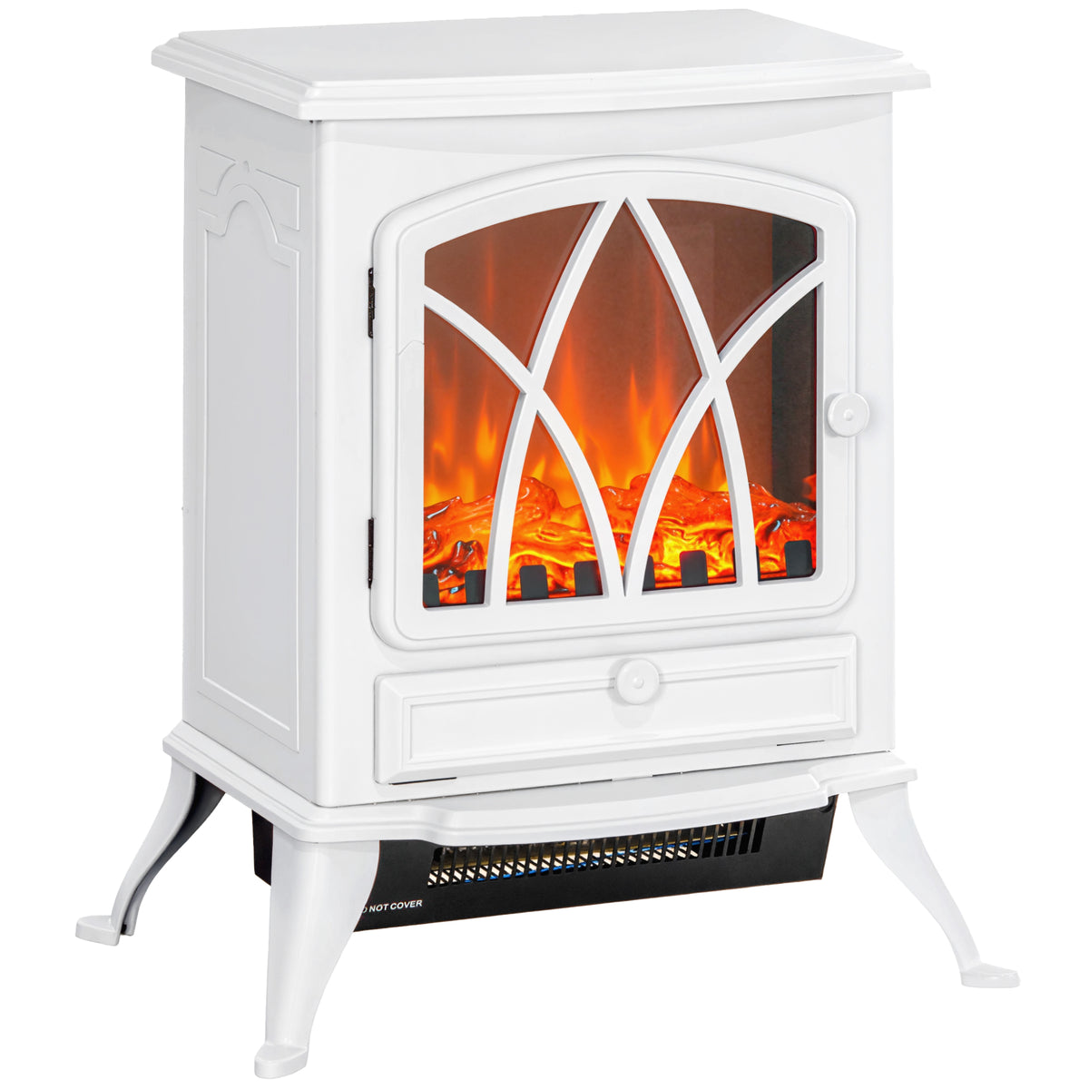 Lareira Elétrica Portátil Lareira Elétrica com Efeito de Chama Realista Potência 1000W/2000W 45x28,5x54 cm Branco — foto 1