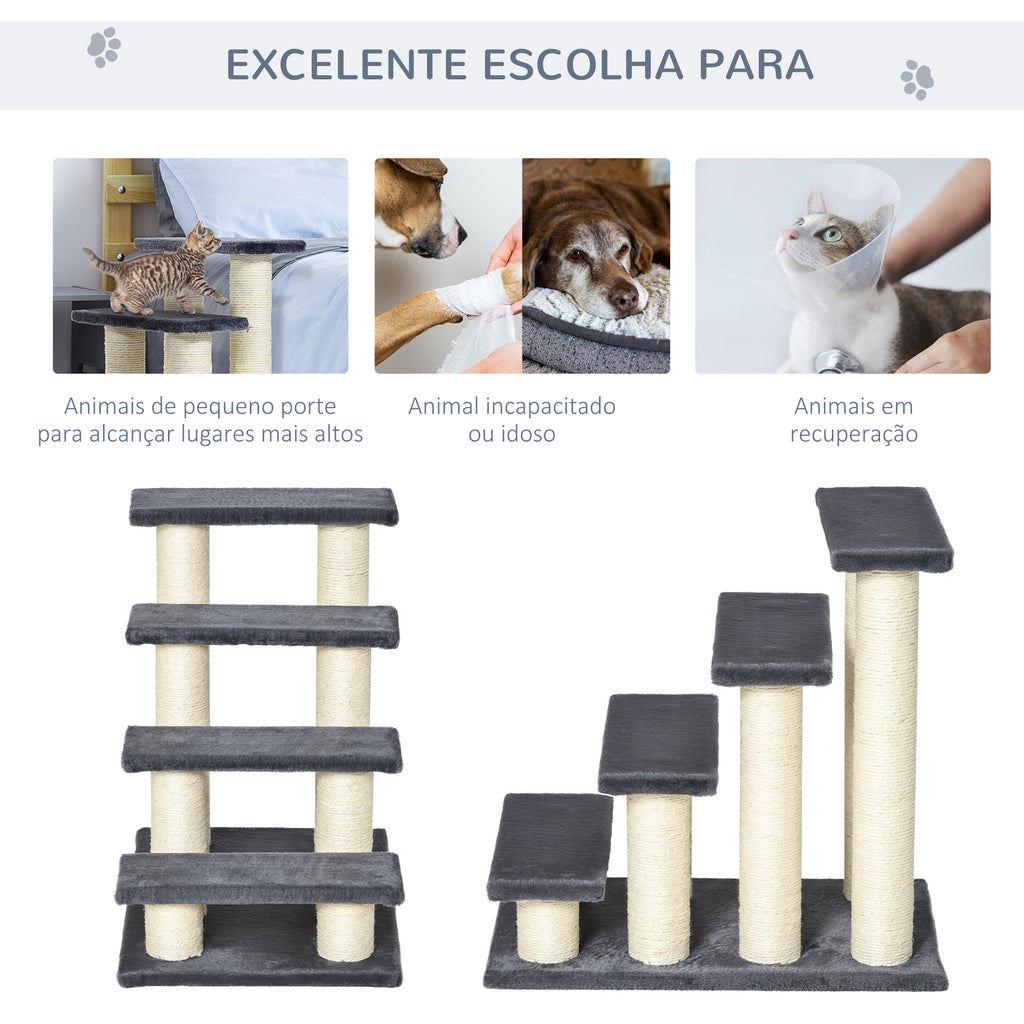 Escada para animais de estimação escada para gatos cães cobertura macia de pelucia Raspador de Sisal Estável 4 Passos 60x42x61 cm Cinzento — foto 5