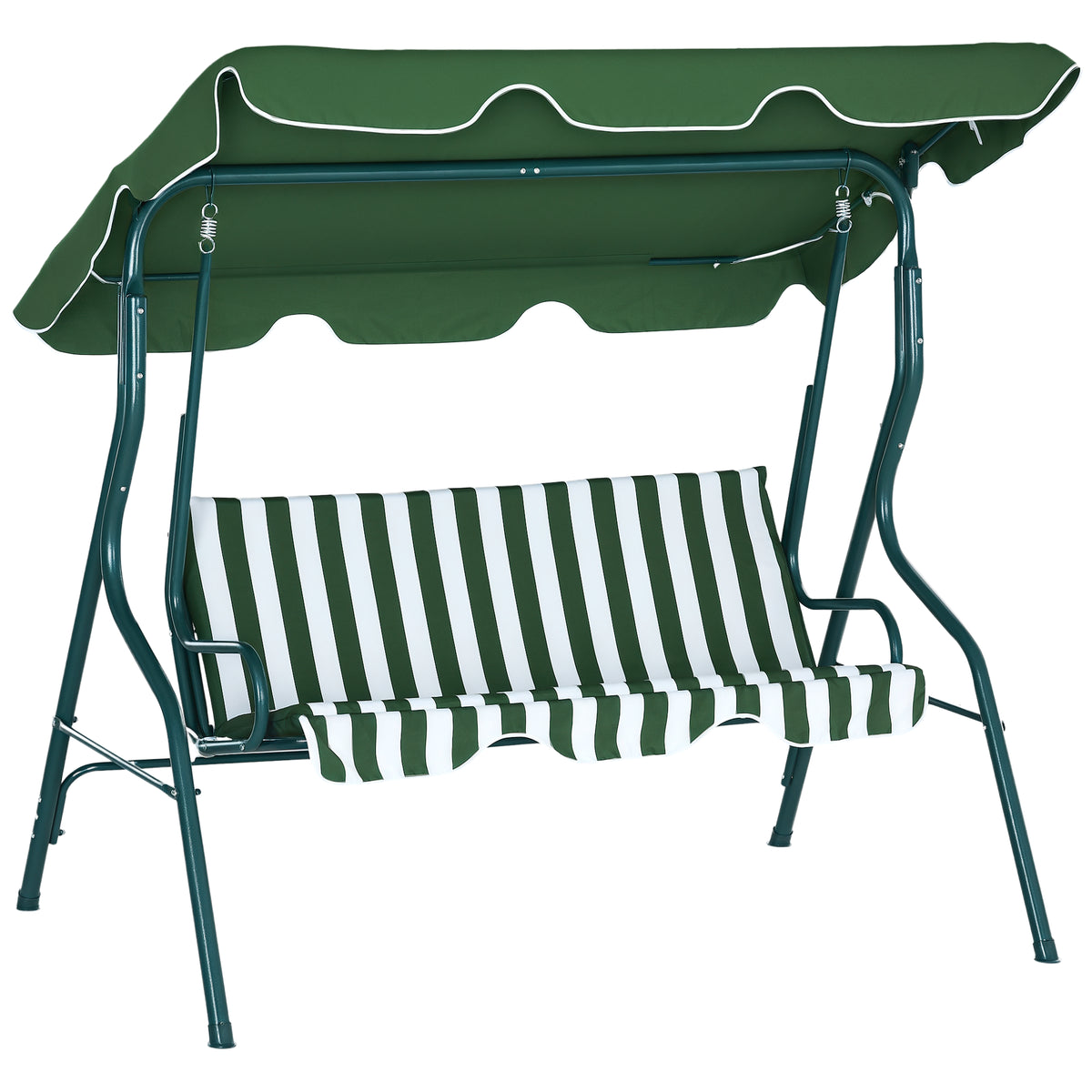 Baloiço de Jardim para 2-3 Pessoas, Baloiço de Exterior com Toldo Ajustável, Impermeável e Estrutura de Aço, para Jardim, Varanda, 170x110x153 cm, Verde — foto 1