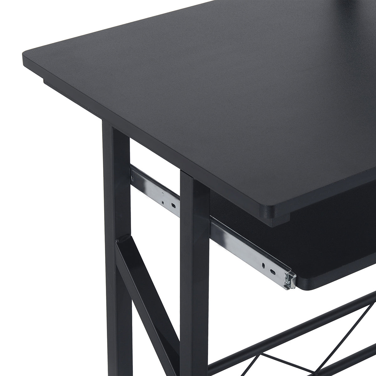 Mesa de Computador com 1 Gaveta Bandeja para Teclado e Suporte para CPU para Escritório Estúdio 90x50x95 cm Preto — foto 8