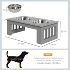 Comedouro Elevado para Cães com Suporte e 2 Tigelas Amovíveis de Aço Inoxidável Alimentador para Animais de Estimação 44x24x15 cm Cinza — foto 3