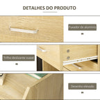 Bloco de Gavetas Móvel Auxiliar com 4 Gavetas Bancada Superior de Armazenamento 4 Rodas e 2 Freios para Estúdio Escritório 40x36x65cm Carvalho — foto 6