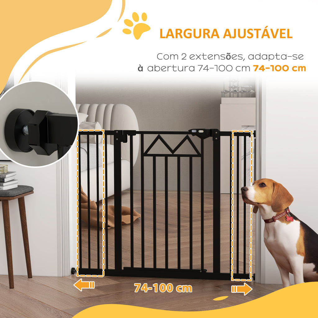 Barreira de Segurança Extensível Barreira para Animais de Estimação com Fecho Automático e Sistema de Duplo Bloqueio para Porta Corredor Escada 74-100x76 cm Preto — foto 7