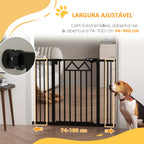 Barreira de Segurança Extensível Barreira para Animais de Estimação com Fecho Automático e Sistema de Duplo Bloqueio para Porta Corredor Escada 74-100x76 cm Preto — foto 7