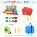 Castelo Insuflável com 2 Escorregas Trampolim e Piscina para Crianças acima de 3 Anos com Inflador e Bolsa de Transporte para Interior Exterior 330x265x185cm Multicor — foto 8