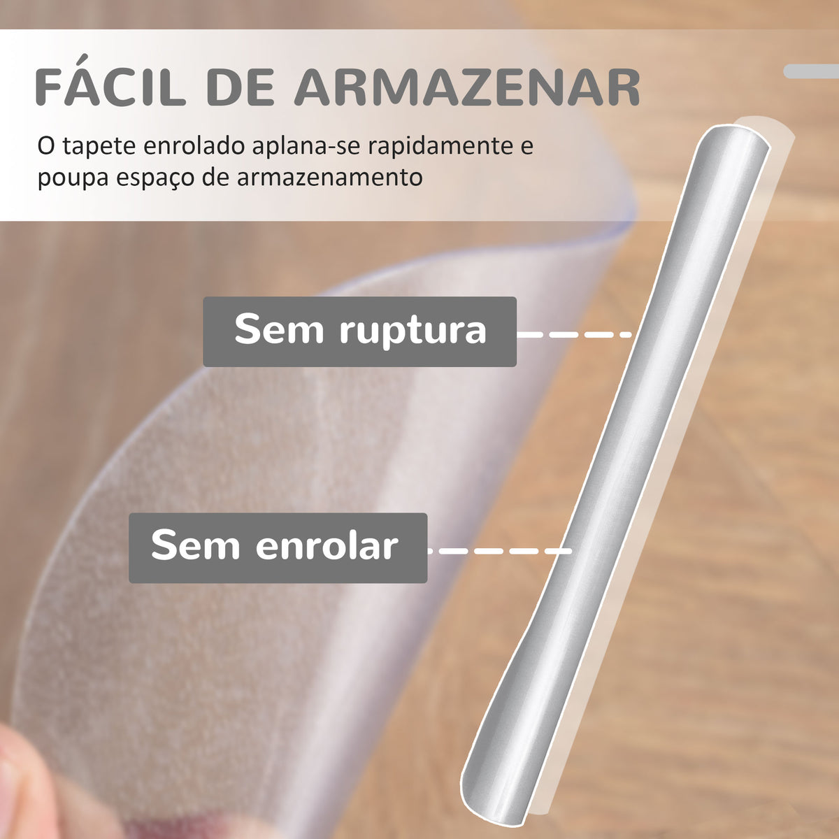 Tapete Protetor Retangular para Cadeira de Escritório 90x120 cm Protetor de Chão de PVC Transparente — foto 4