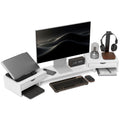 Suporte para Monitor com Ângulo e Comprimento Ajustável Suporte para Monitor com 2 Gavetas para Escritório Suporte para Monitor Portátil 60-116x22x12 cm Branco — foto 1
