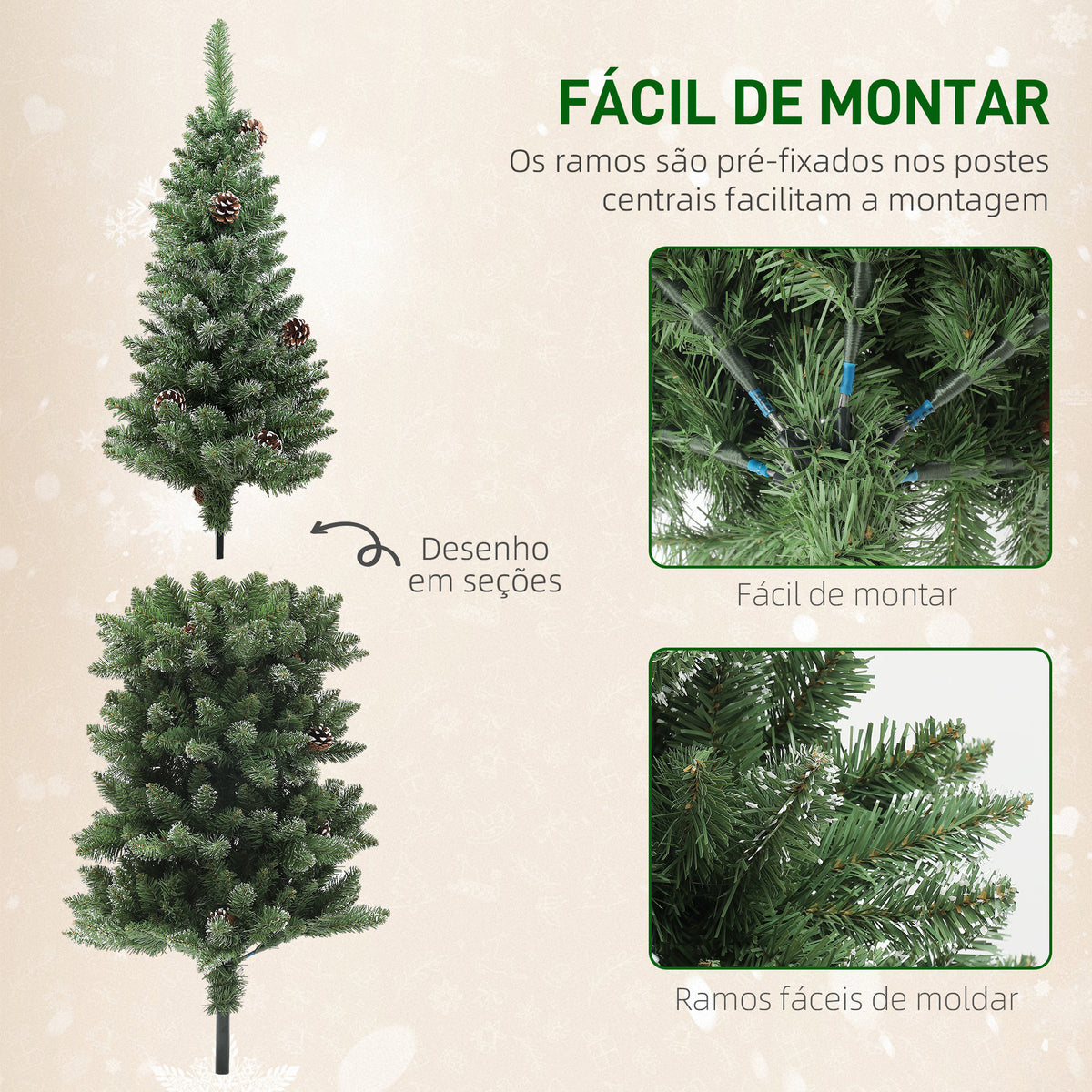 Árvore de Natal 150 cm Árvore de Natal Artificial com 395 Ramos e Suporte de Metal Árvore de Natal para Sala de Estar Interior Verde — foto 6
