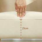 Poltrona de Sala Estofada em Veludo com Apoios de Braço e Pernas de Madeira Poltrona Compacta 120 kg para Quarto Escritório 72x76x74 cm Creme — foto 7