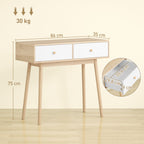 Mesa Consola Moderna Consola de Entrada Estreita com 2 Gavetas para Corredor Entrada Sala ou Dormitório 86x35x75 cm Carvalho — foto 3