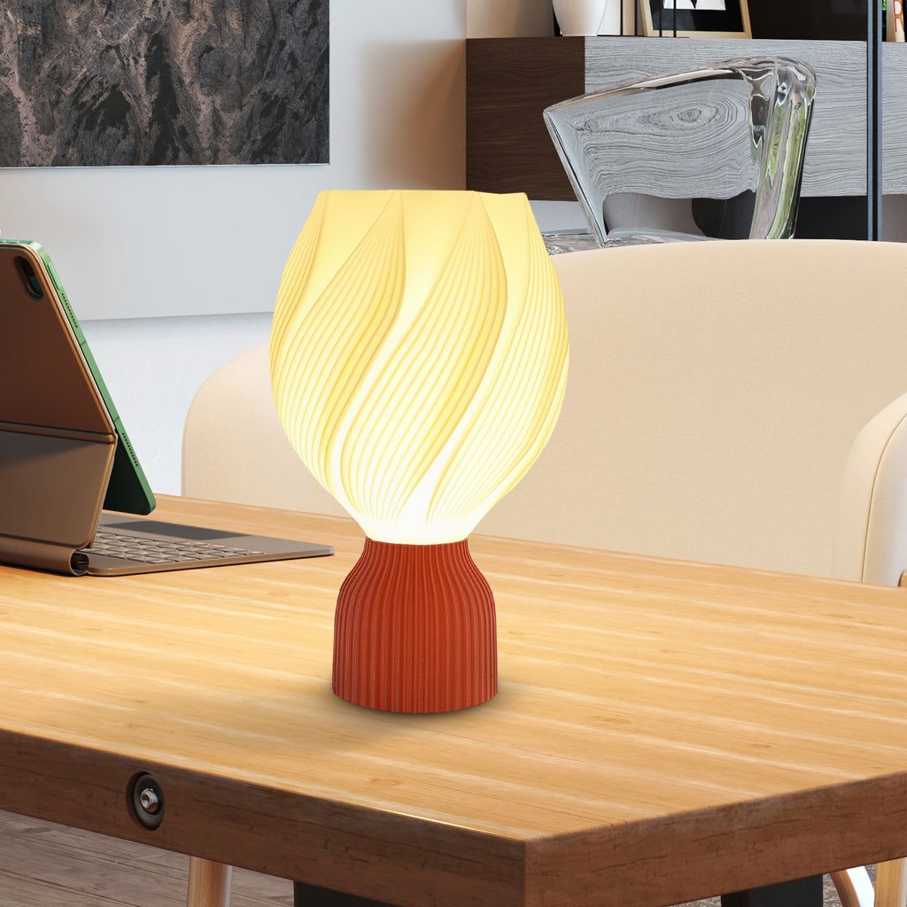 Candeeiro de Mesa de Cabeceira com Ecrã de Impressão 3D Candeeiro de Mesa com Desenho de Pétalas com Luz Quente para Quarto Sala de Estar Ø16,5x28 cm Branco — foto 7