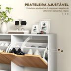 Sapateira com 4 Gavetas e Prateleiras Ajustáveis Móvel para Sapatos de Corredor para 16 Pares de Sapatos 95x26x95 cm Branco e Madeira — foto 5