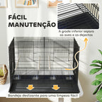 Gaiola para Pássaros com Divisória Gaiola para Aves com 4 Comedouros 4 Poleiros e Bandeja Amovível Gaiola para Canários Periquitos 76x46x46 cm Preto — foto 7