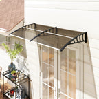 Marquise de Proteção 200x96 cm Marquise Exterior para Portas e Janelas contra o Sol e Chuva com Suporte de PP Policarbonato Marrom — foto 2