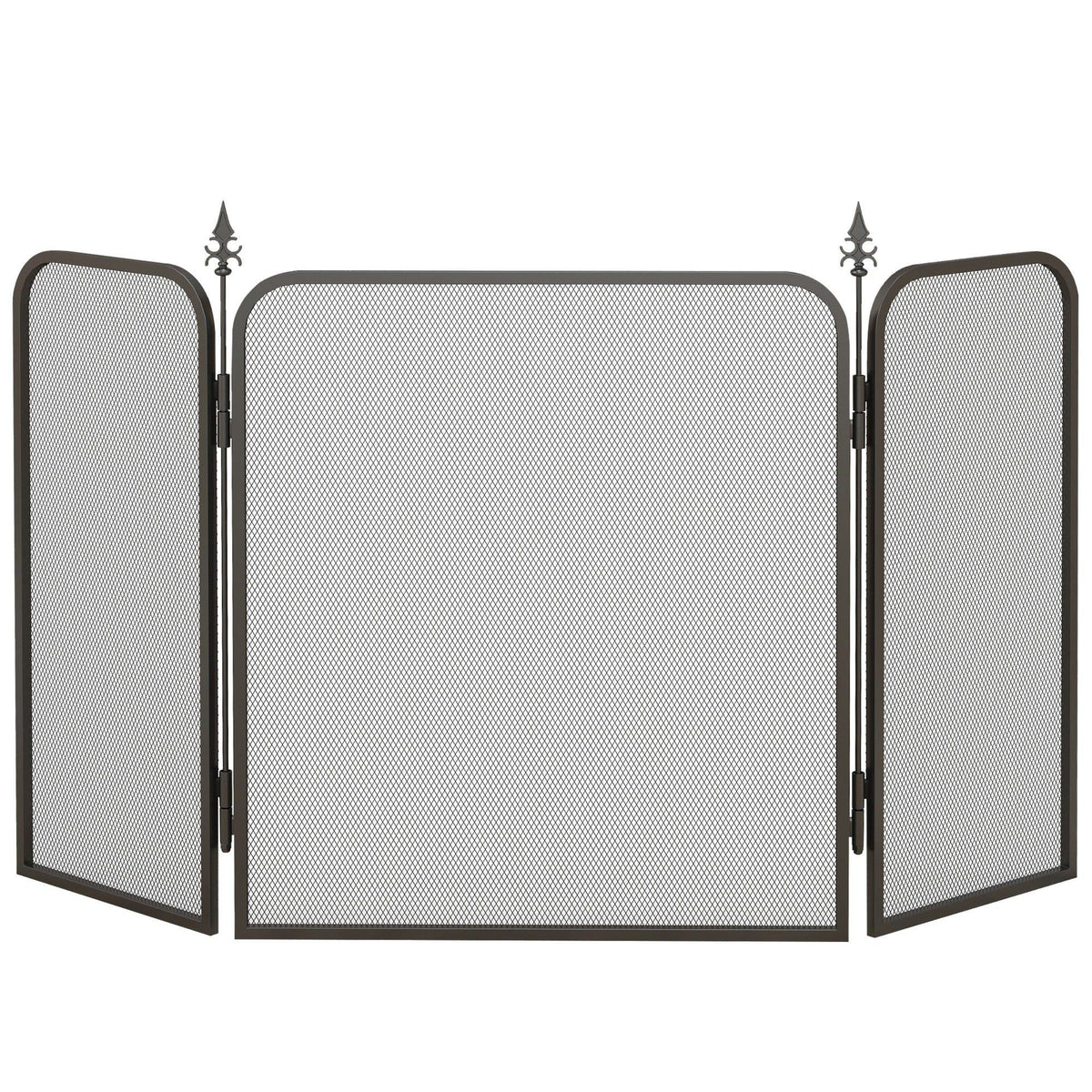 Frente para Lareira de 3 Painéis Proteção para Lareira Dobrável Frente para Lareira de Metal 96x1,3x56 cm Preto — foto 1