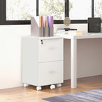Bloco de Gavetas de Escritório Móvel Auxiliar para Arquivos com 2 Gavetas Fechadura 2 Chaves 5 Rodas e 2 Freios para Estúdio Escritório Dormitório 43x45x72cm Branco — foto 2