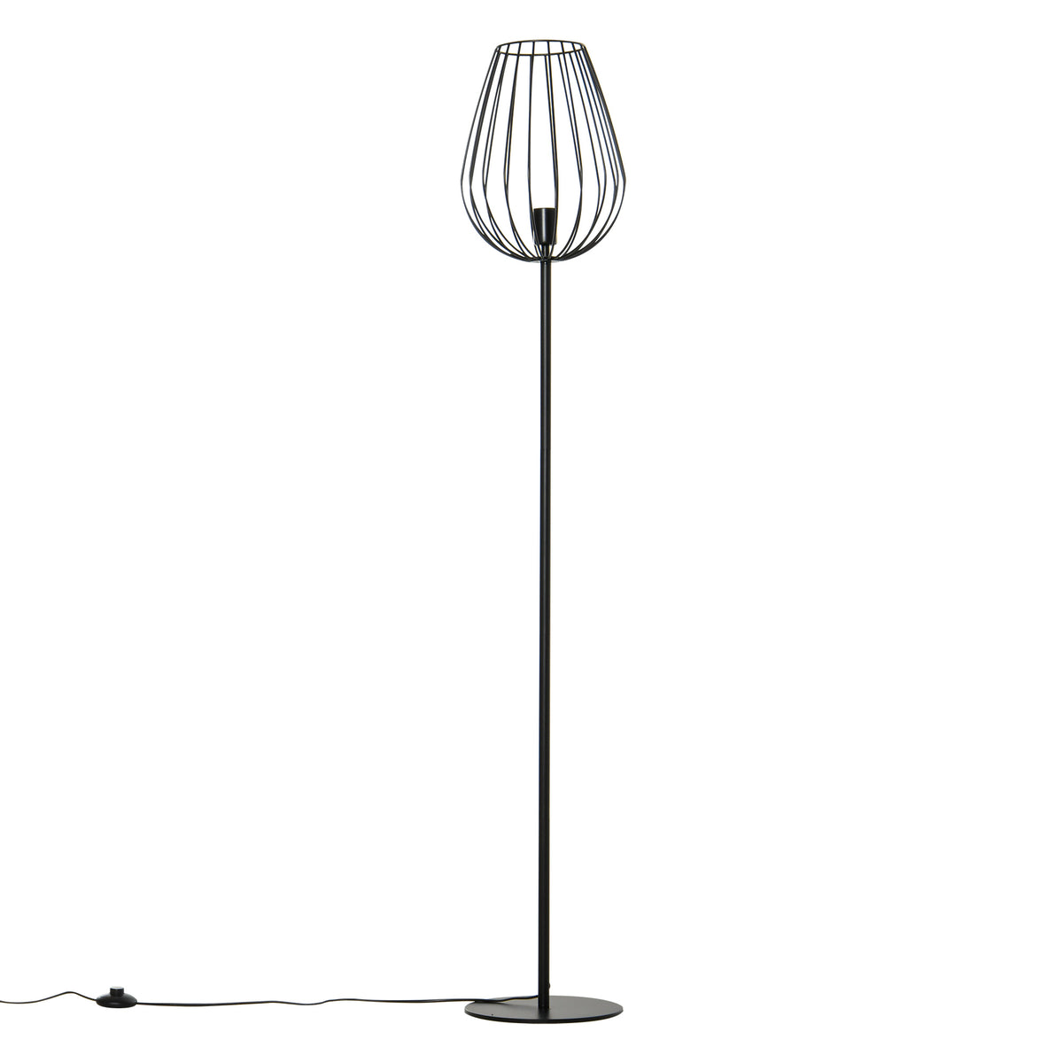 Lâmpada de pé com base de metal moderno com interruptor de pé Ф27,5x159 cm Preto — foto 1