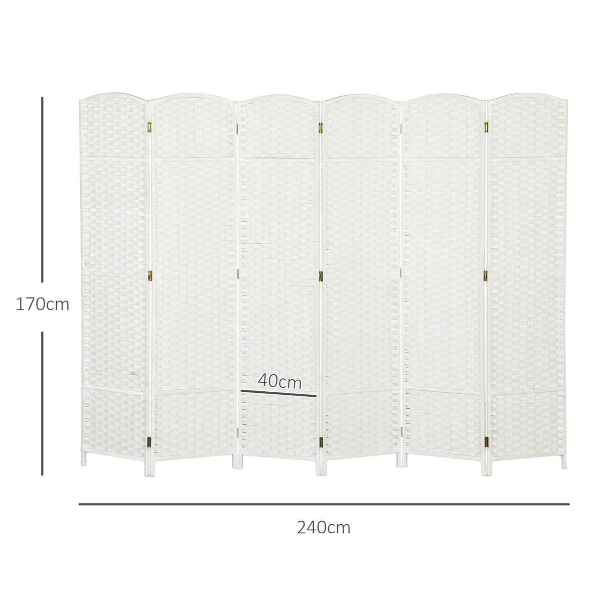 Biombo de 6 Painéis Separador de Ambientes Dobrável 240x170 cm Biombo Separador de Ambientes para Sala de Estar Dormitório Escritório Branco — foto 3