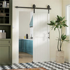 Porta de Correr Celeiro com Ferragens Porta Corredera de Interior com Puxador Rolo e Guia de Chão para Casa de Banho Sala de Estar 71,5x213,4 cm Branco — foto 1