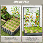 Caixa de Plantio Grande de Exterior Caixa de Plantio de Aço Galvanizado com Treliça para Plantas Trepadeiras e Fundo Aberto para Pátio Varanda 80x115x125 cm Cinza Escuro — foto 4