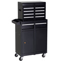 Carro de Ferramentas com Rodas Carro de Ferramentas Móvel com 5 Gavetas Armário de Armazenamento e Almofada Antiderrapante Carga 52kg para Garagem 60x28x104,5cm Preto — foto 1