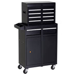 Carro de Ferramentas com Rodas Carro de Ferramentas Móvel com 5 Gavetas Armário de Armazenamento e Almofada Antiderrapante Carga 52kg para Garagem 60x28x104,5cm Preto — foto 1