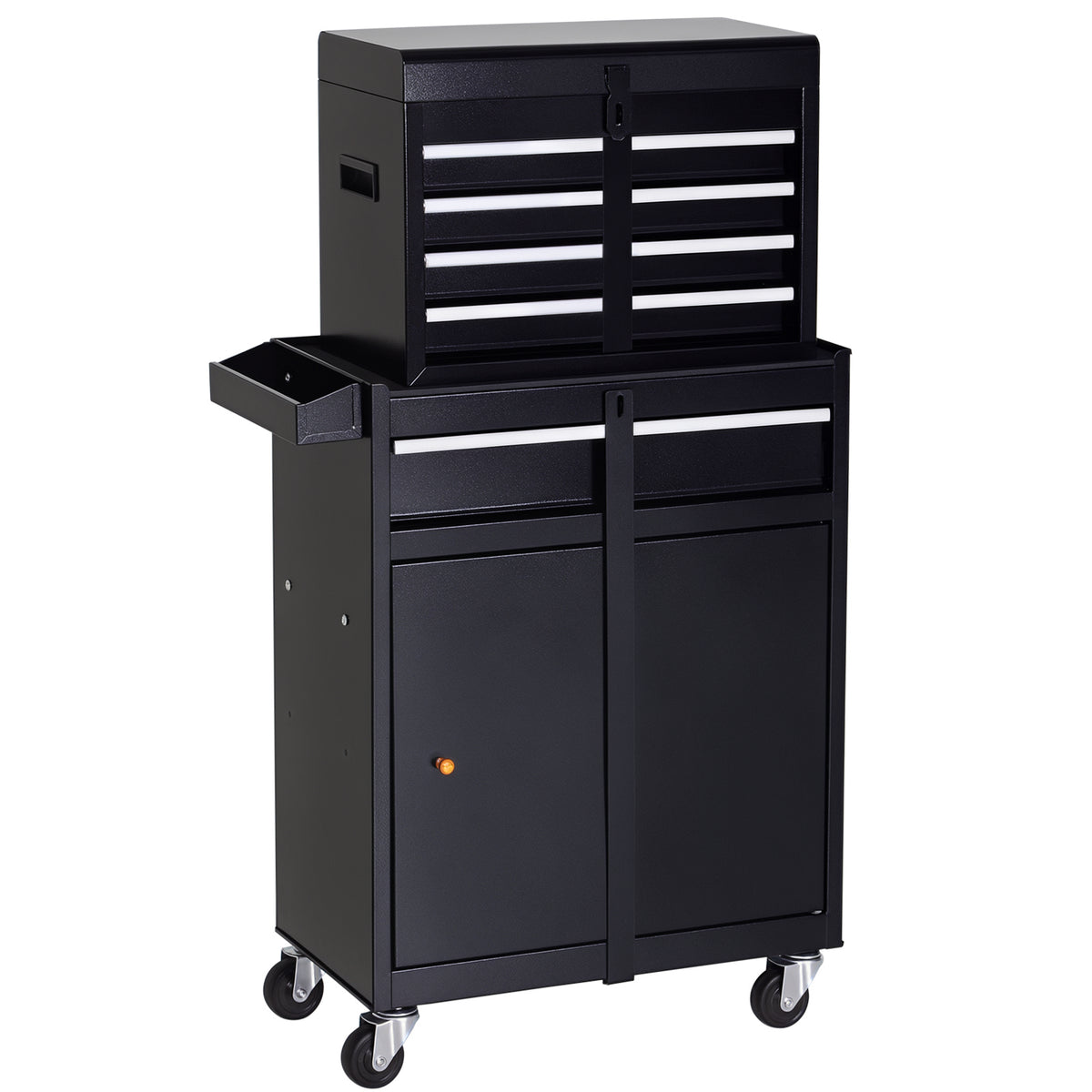 Carro de Ferramentas com Rodas Carro de Ferramentas Móvel com 5 Gavetas Armário de Armazenamento e Almofada Antiderrapante Carga 52kg para Garagem 60x28x104,5cm Preto — foto 1