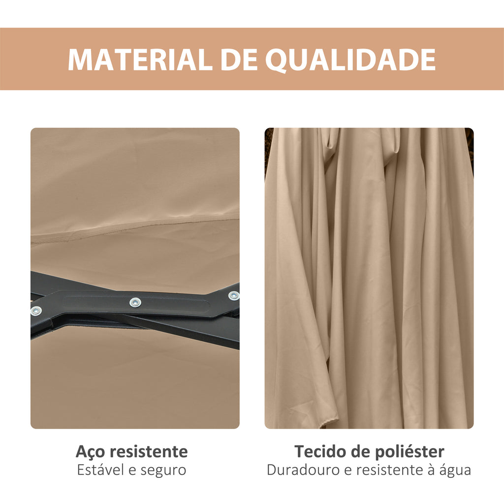 Guarda-Sol Duplo com 48 Luzes LED, 4,5x2,65 m, Guarda-Sol Exterior com Manivela Manual, Resistente à Água e Proteção Solar, Ideal para Terraço, Jardim, Pátio e Piscina, Bege — foto 7