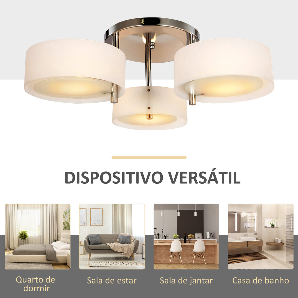 Candeeiro de Teto Moderno Candeeiro Suspenso com Ecrã em Acrílico e Suporte para Lâmpada E27 Candeeiro para Sala de Estar Dormitório Sala de Jantar Ø64x20 cm Branco — foto 6