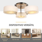 Candeeiro de Teto Moderno Candeeiro Suspenso com Ecrã em Acrílico e Suporte para Lâmpada E27 Candeeiro para Sala de Estar Dormitório Sala de Jantar Ø64x20 cm Branco — foto 6