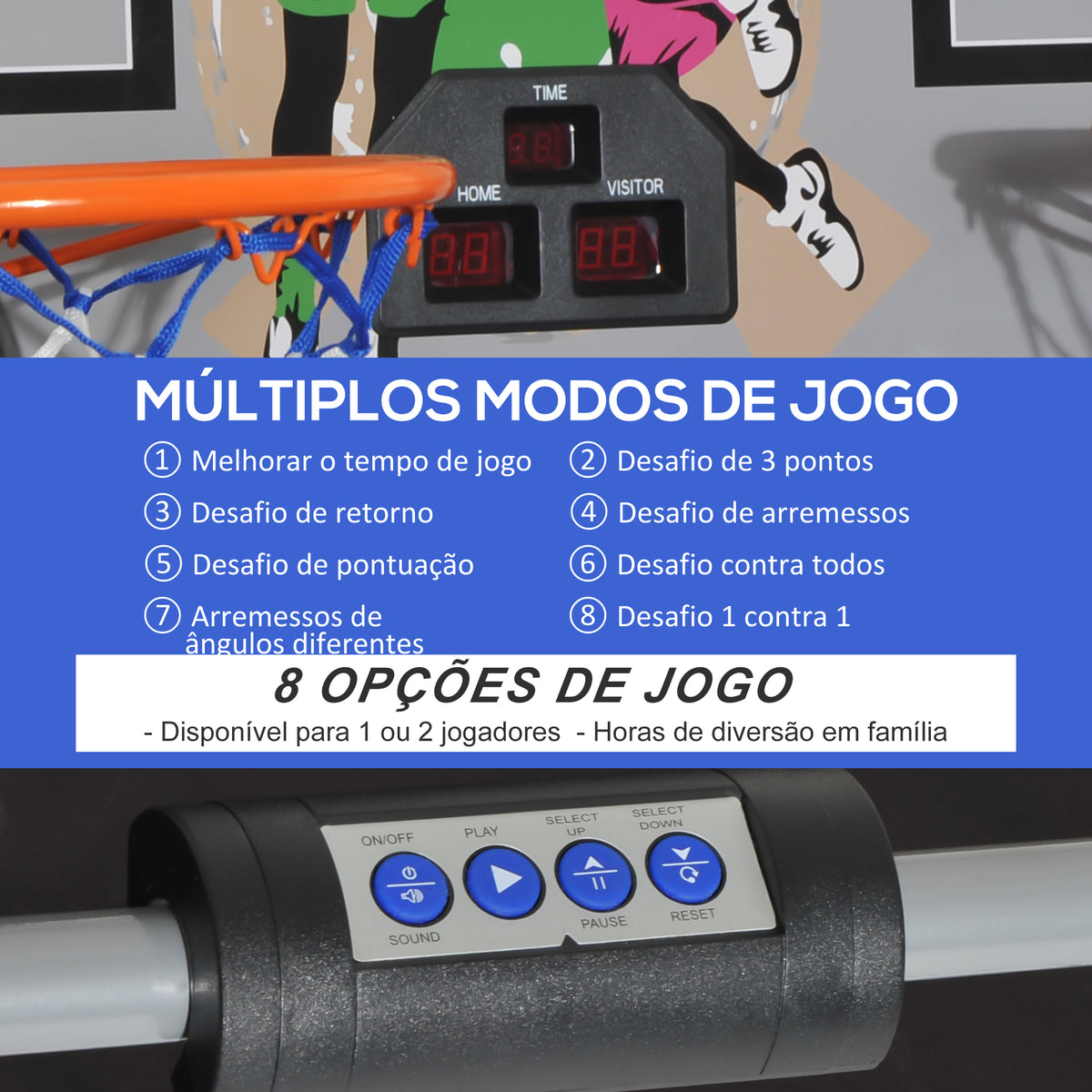 Conjunto de Cestos de Basquetebol Dobráveis e Portáteis - Cor: Preto e Branco – Aço – 205 x 110 x 205 cm — foto 4