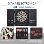 Alvo eletrônico digital para até 8 jogadores com 12 dardos e 30 pontas com portas de tela de LED 27 jogos diferentes 51x6,5x57 cm Preto — foto 6