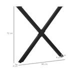 Conjunto de 2 Pés para Mesa Estilo Industrial 80x72cm em Forma de X Pés para Móveis de Aço com Protetores e Parafusos de Montagem Incluídos Preto — foto 3