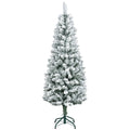 Árvore de Natal 150 cm Árvore de Natal Artificial Coberta de Neve com 317 Ramo e Suporte de Metal Árvore Natalícia para Sala Interior Verde — foto 1
