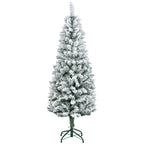 Árvore de Natal 150 cm Árvore de Natal Artificial Coberta de Neve com 317 Ramo e Suporte de Metal Árvore Natalícia para Sala Interior Verde — foto 1