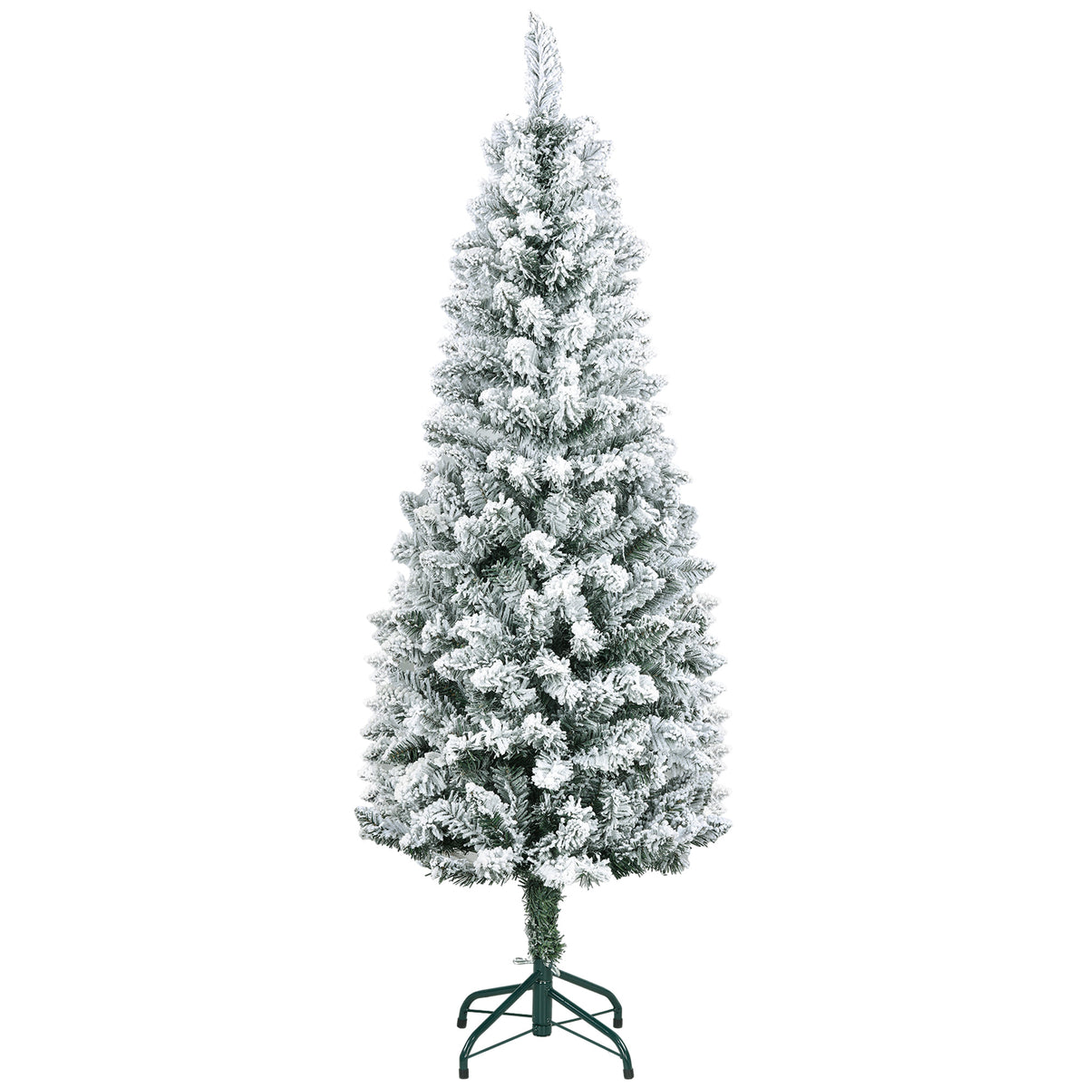 Árvore de Natal 150 cm Árvore de Natal Artificial Coberta de Neve com 317 Ramo e Suporte de Metal Árvore Natalícia para Sala Interior Verde — foto 1