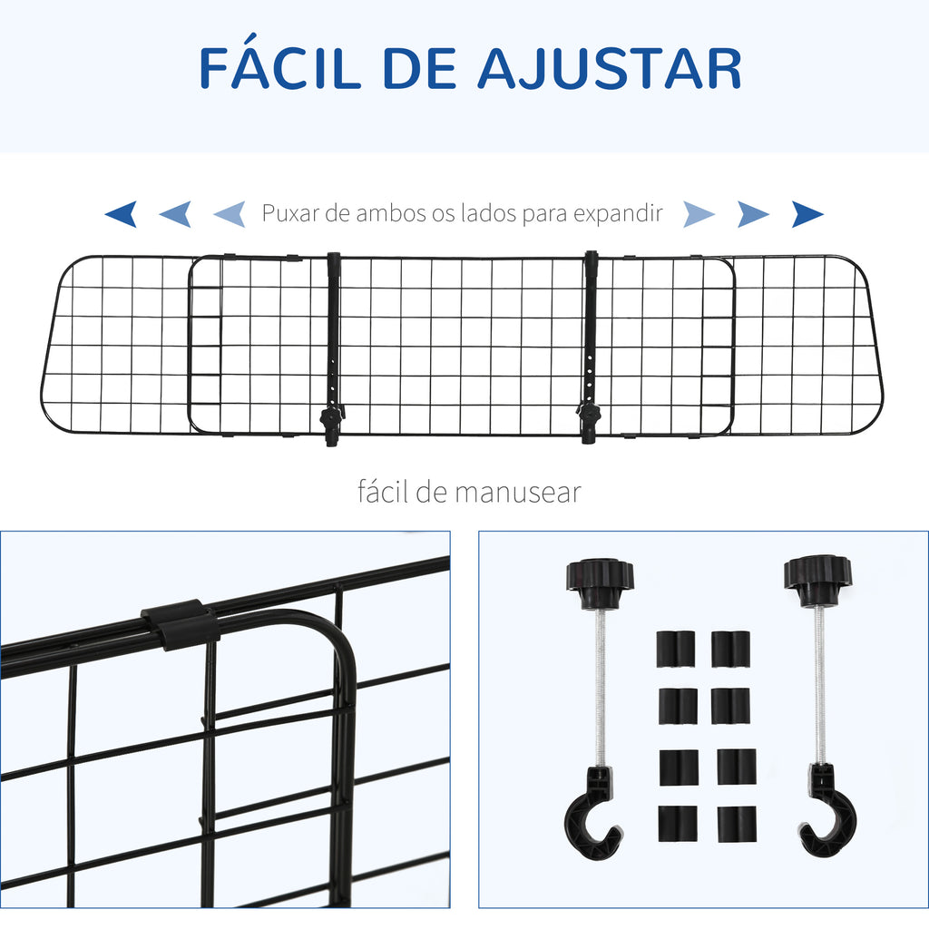 Grade de Segurança de Carro para Cães Extensível Universal Grade de Segurança para Cães com Largura Ajustável 91-152x30cm Preto — foto 4