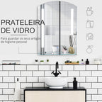 Espelho para banheiro com luz LED 16W Interruptor de toque e prateleira inferior Cabo de 1m Estrutura de alumínio 70x50x2,7 cm prata — foto 5