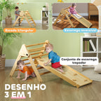 Triângulo de Escalada de Madeira 2 em 1 Escalada para Crianças de 18-48 Meses com Rampa para Deslizar ou Escalar 147x64,5x63 cm Madeira — foto 4