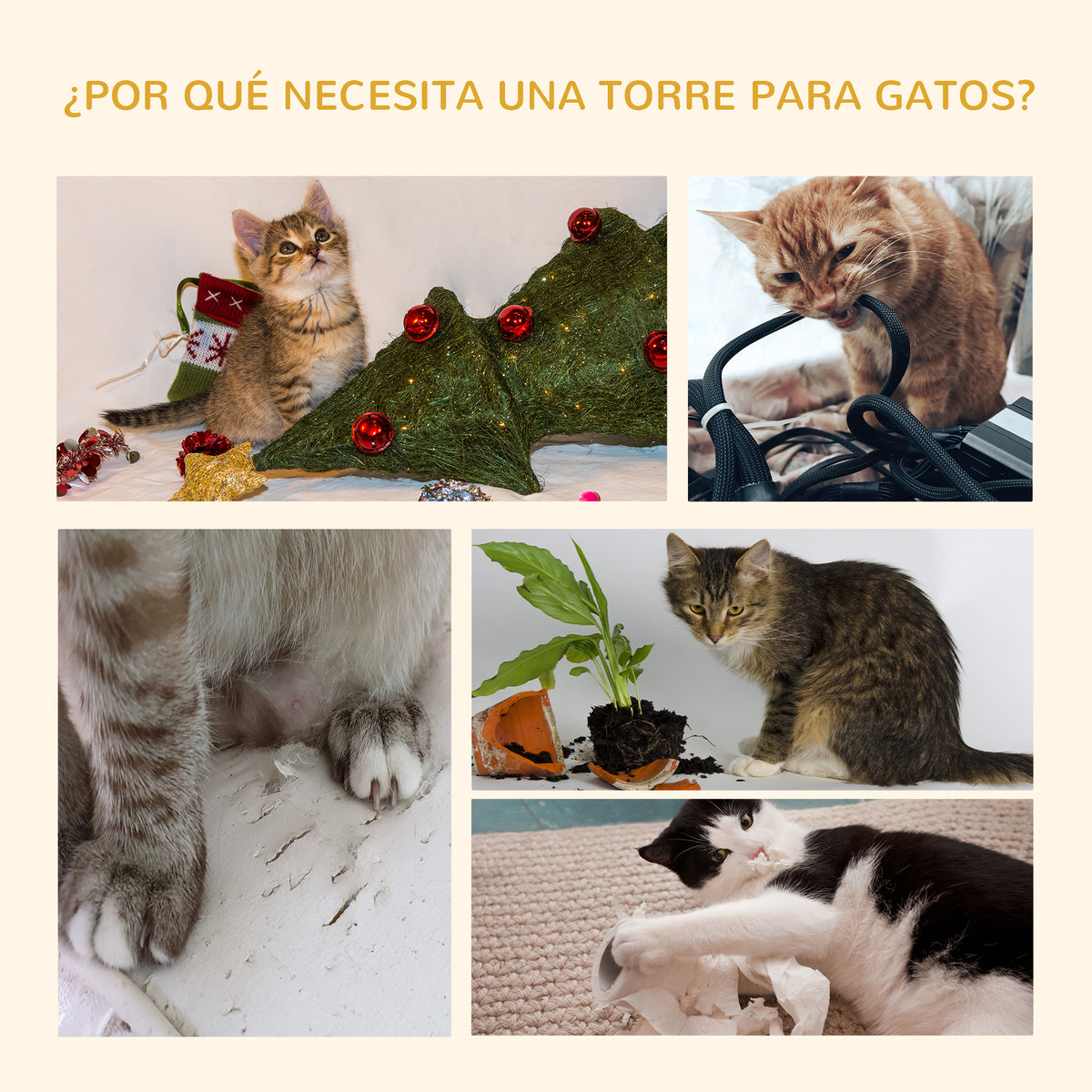 Árvore arranhador para Gatos com Altura Ajustável Plataformas Múltiplas Caverna Cestas e Escadas em Sisal Natural e Pelúcia 60x45x240-260 cm Cinza Escuro — foto 4