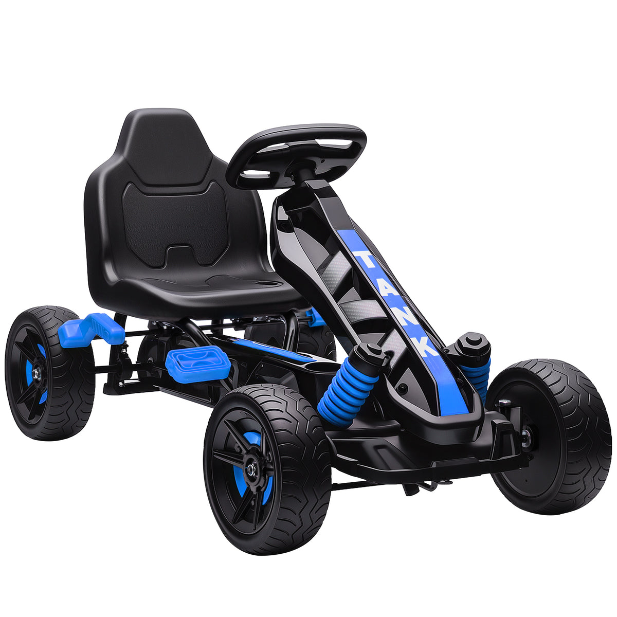 Kart a Pedais para Crianças a Partir dos 3 Anos Kart com Embraiagem Automática Travão Rodas Antiderrapantes em EVA e Estrutura Metálica Carga 50 kg 100x59x60,5 cm Azul — foto 1
