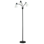 Candeeiro de Pé com 3 Ecrãs Giratórios de 360° com Interruptores LED E27 Máx. 40W Estrutura de Metal Candeeiro de Pé para Sala de Estar Dormitório Estúdio 45x45x155cm Preto — foto 1