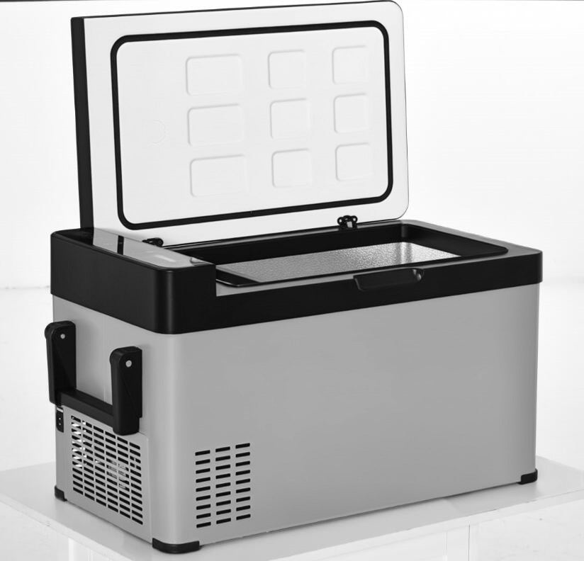 Geleira Elétrica de Compressor Portátil 40L Mini Geleira de Carro 12/24V CC com Tela Tátil e Alças Dobráveis para Barco Caminhão 67,2x36x40,5cm Cinza e Preto — foto 1
